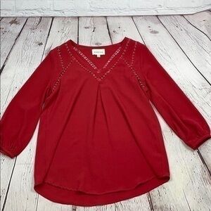 Sabine boho peasant style blouse red/orange small
